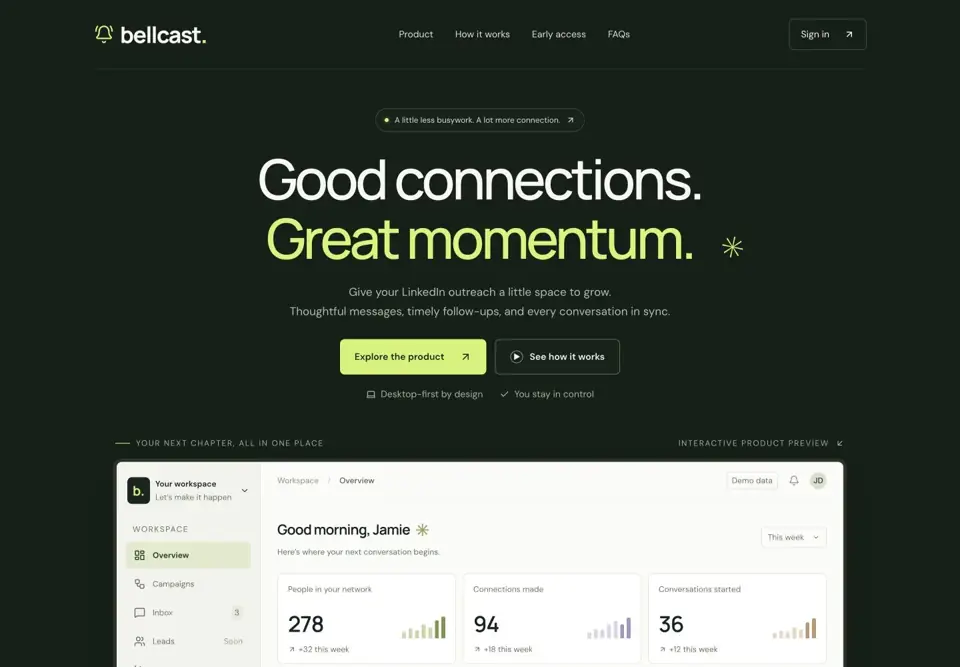 Bellcast official website preview