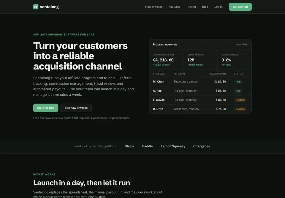 Sentalong official website preview