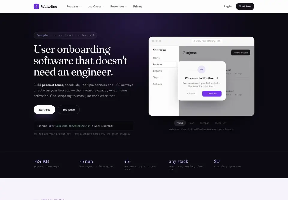 Wakeline website preview